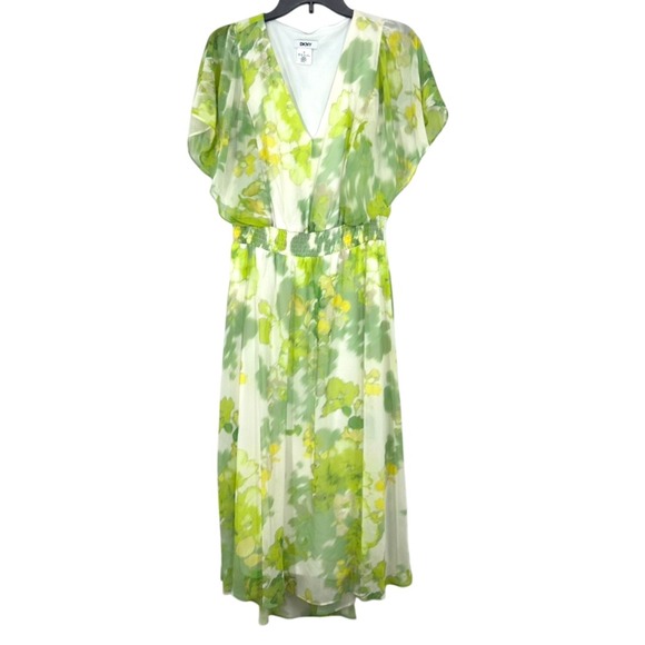 Dkny Dresses & Skirts - Dkny Green and Yellow Floral High Waisted Midi Dress